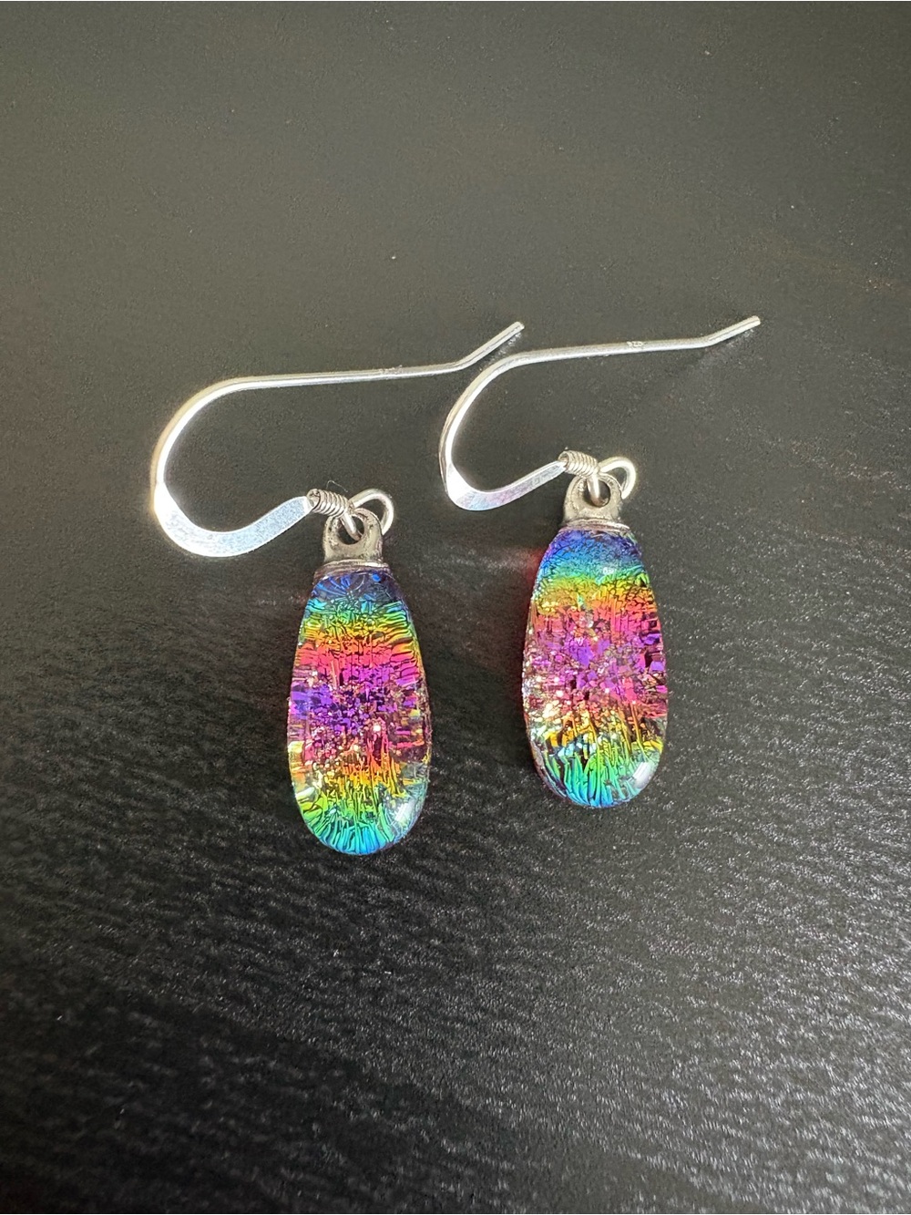Sterling Silver 925 Rainbow Glass Earrings